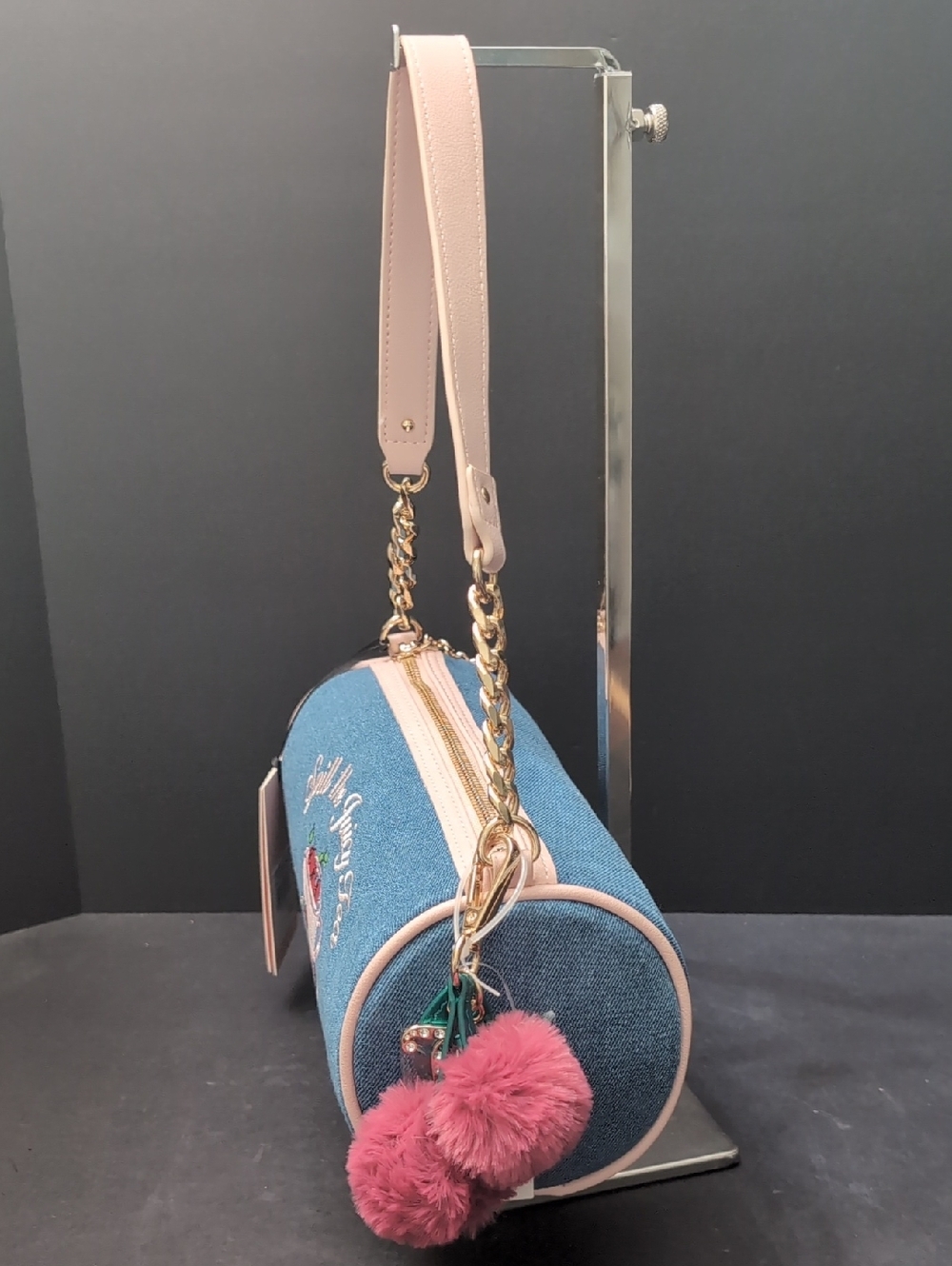 Juicy Couture 'Spill the Juicy Tea' Denim Barrel Bag in Light Pink. - Picture 3 of 12